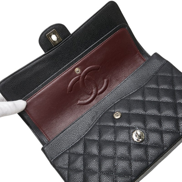 シャネル ココマーク マトラッセ25 ダブルフラップ チェーン ショルダーバッグ A01112 ブラック キャビアスキン レディース CHANEL 【中古】