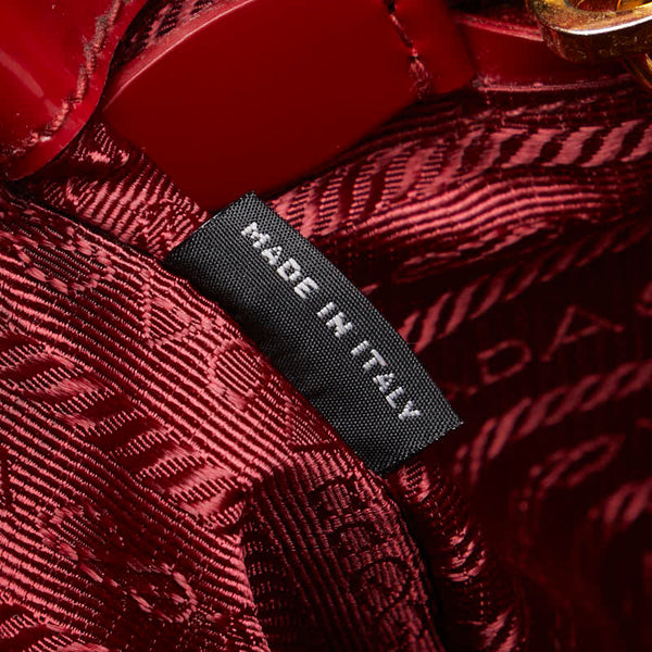 プラダ 三角ロゴプレート ハンドバッグ ショルダーバッグ 2WAY BN2411 レッド エナメル レディース PRADA 【中古】