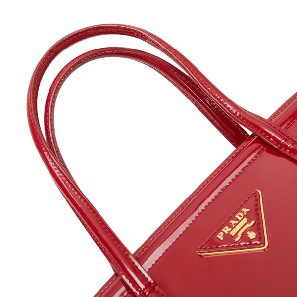 プラダ 三角ロゴプレート ハンドバッグ ショルダーバッグ 2WAY BN2411 レッド エナメル レディース PRADA 【中古】