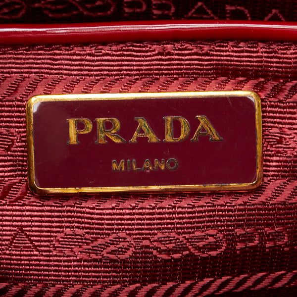 プラダ 三角ロゴプレート ハンドバッグ ショルダーバッグ 2WAY BN2411 レッド エナメル レディース PRADA 【中古】