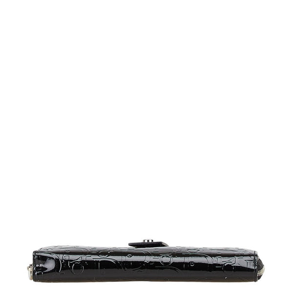 ディオール トロッター ラウンド ファスナー ウォレット 長財布 ブラック パテントレザー レディース Dior 【中古】