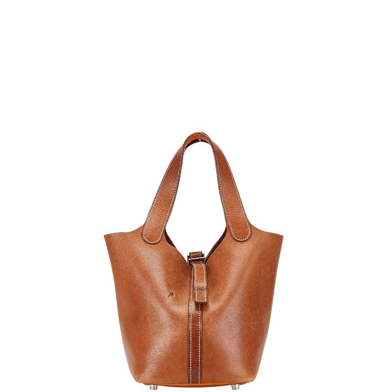 エルメス ピコタンPM ハンドバッグ ブラウン フォーヴ バレニア シェーブル レディース HERMES 【中古】