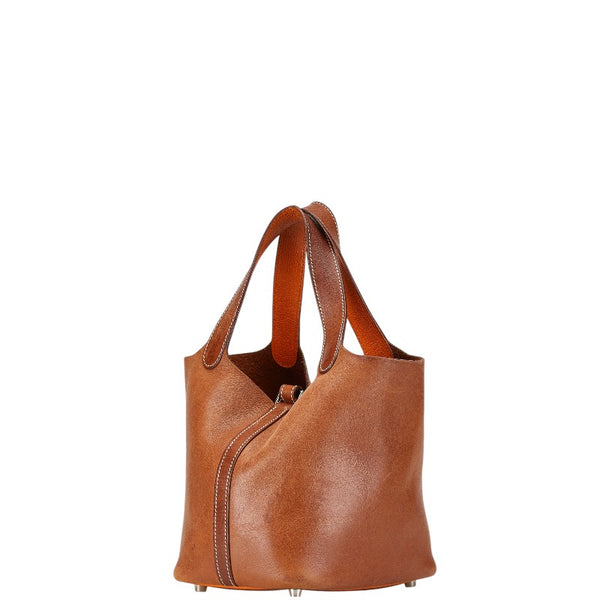 エルメス ピコタンPM ハンドバッグ ブラウン フォーヴ バレニア シェーブル レディース HERMES 【中古】