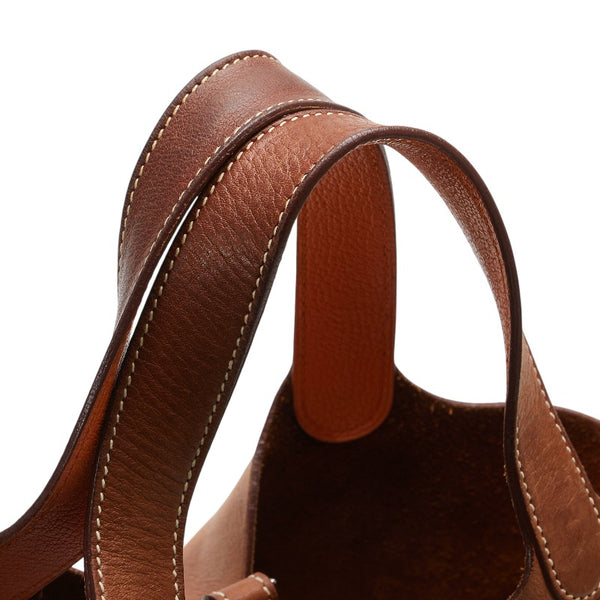 エルメス ピコタンPM ハンドバッグ ブラウン フォーヴ バレニア シェーブル レディース HERMES 【中古】