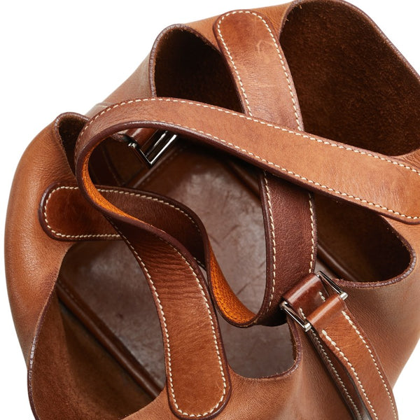 エルメス ピコタンPM ハンドバッグ ブラウン フォーヴ バレニア シェーブル レディース HERMES 【中古】