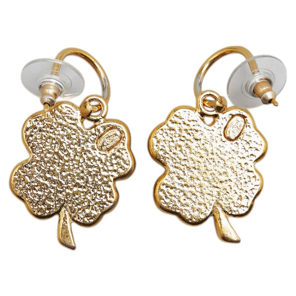 シャネル クローバー ココマーク スイング ピアス ゴールド ピンク メッキ レディース CHANEL 【中古】