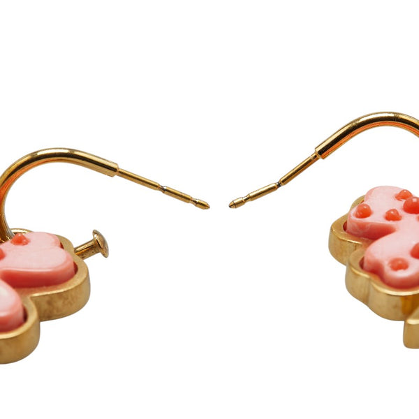 シャネル クローバー ココマーク スイング ピアス ゴールド ピンク メッキ レディース CHANEL 【中古】