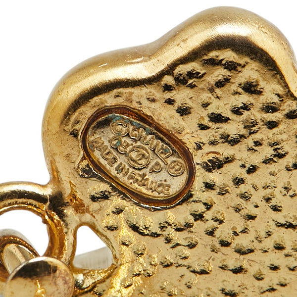 シャネル クローバー ココマーク スイング ピアス ゴールド ピンク メッキ レディース CHANEL 【中古】