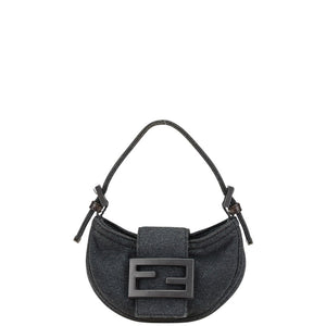 フェンディ ミニクロワッサン ハンドバッグ グレー ウール レディース FENDI 【中古】