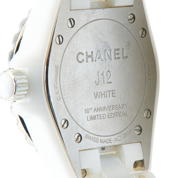シャネル 10th ANNIVERSARY LIMITED EDITION J12 ホワイトファントム 腕時計 H3442 クオーツ ホワイト文字盤 セラミック ステンレススチール レディース CHANEL 【中古】