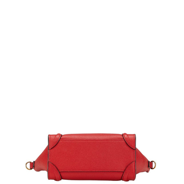 セリーヌ ラゲージ ナノショッパー ハンドバッグ ショルダーバッグ 2WAY レッド レザー レディース CELINE 【中古】