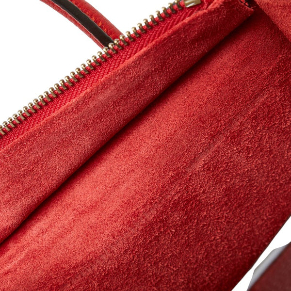 セリーヌ ラゲージ ナノショッパー ハンドバッグ ショルダーバッグ 2WAY レッド レザー レディース CELINE 【中古】