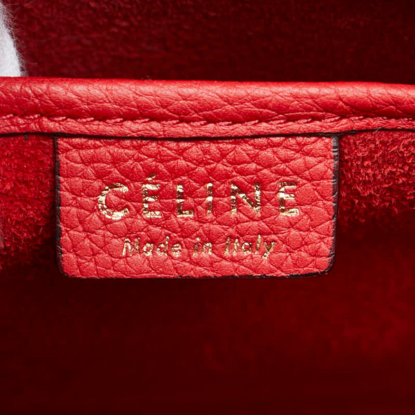 セリーヌ ラゲージ ナノショッパー ハンドバッグ ショルダーバッグ 2WAY レッド レザー レディース CELINE 【中古】
