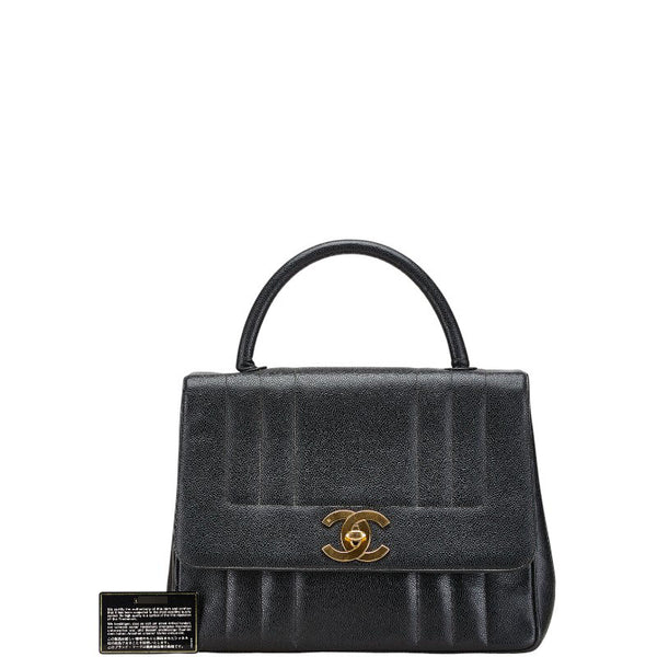 シャネル マドモアゼル ココマーク ハンドバッグ ブラック キャビアスキン レディース CHANEL 【中古】