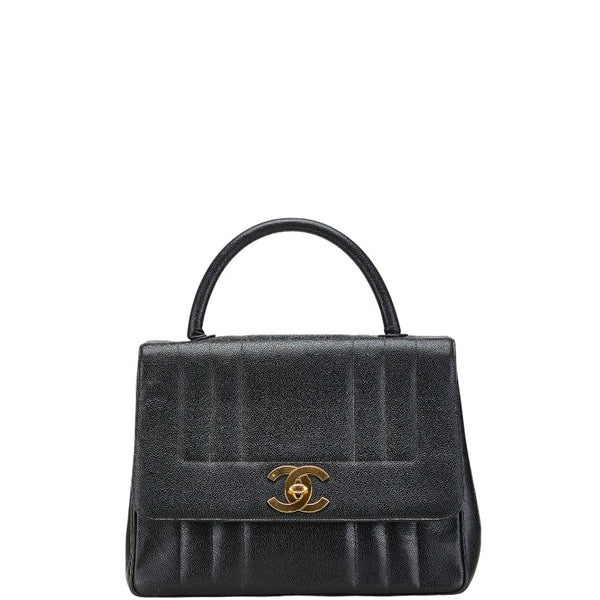 シャネル マドモアゼル ココマーク ハンドバッグ ブラック キャビアスキン レディース CHANEL 【中古】