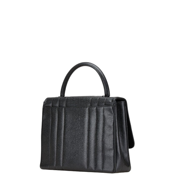 シャネル マドモアゼル ココマーク ハンドバッグ ブラック キャビアスキン レディース CHANEL 【中古】