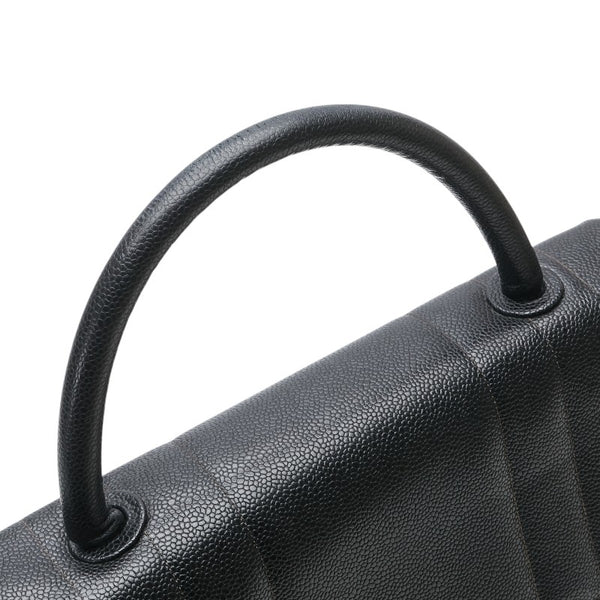 シャネル マドモアゼル ココマーク ハンドバッグ ブラック キャビアスキン レディース CHANEL 【中古】