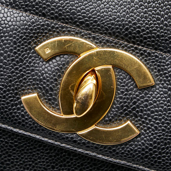 シャネル マドモアゼル ココマーク ハンドバッグ ブラック キャビアスキン レディース CHANEL 【中古】