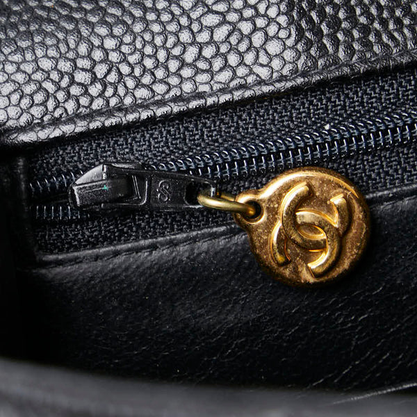 シャネル マドモアゼル ココマーク ハンドバッグ ブラック キャビアスキン レディース CHANEL 【中古】