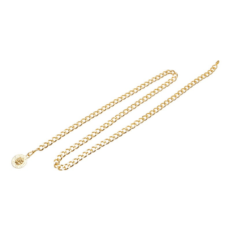 シャネル ココマーク ラウンド ライオン モチーフ チェーン ベルト ゴールド メッキ レディース CHANEL 【中古】