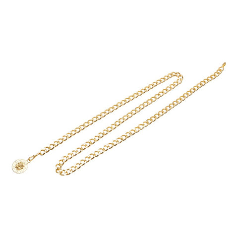 シャネル ココマーク ラウンド ライオン モチーフ チェーン ベルト ゴールド メッキ レディース CHANEL 【中古】