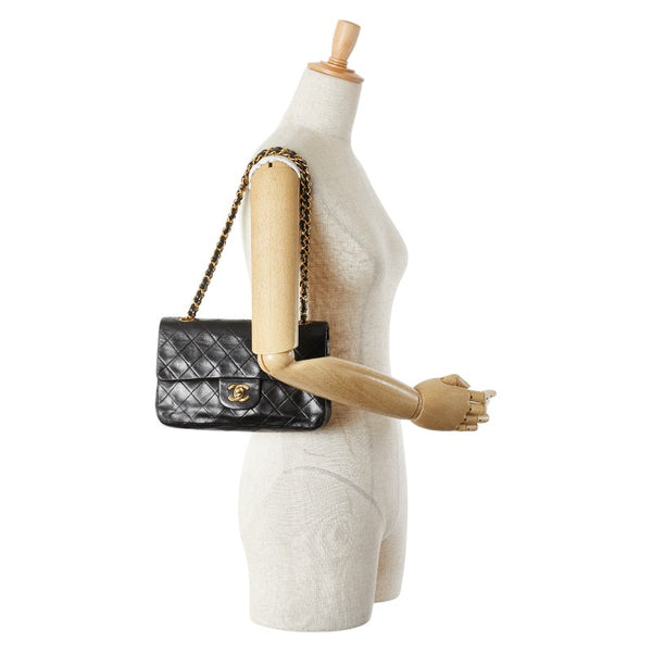 シャネル マトラッセ23 ダブルフラップ ココマーク チェーン ショルダーバッグ ブラック ラムスキン レディース CHANEL 【中古】