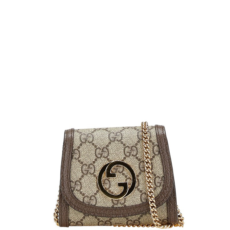 グッチ GGスプリーム ブロンディ ミディアム チェーンウォレット ショルダーバッグ 725219 ブラウン PVC レザー レディース GUCCI 【中古】