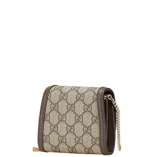 グッチ GGスプリーム ブロンディ ミディアム チェーンウォレット ショルダーバッグ 725219 ブラウン PVC レザー レディース GUCCI 【中古】