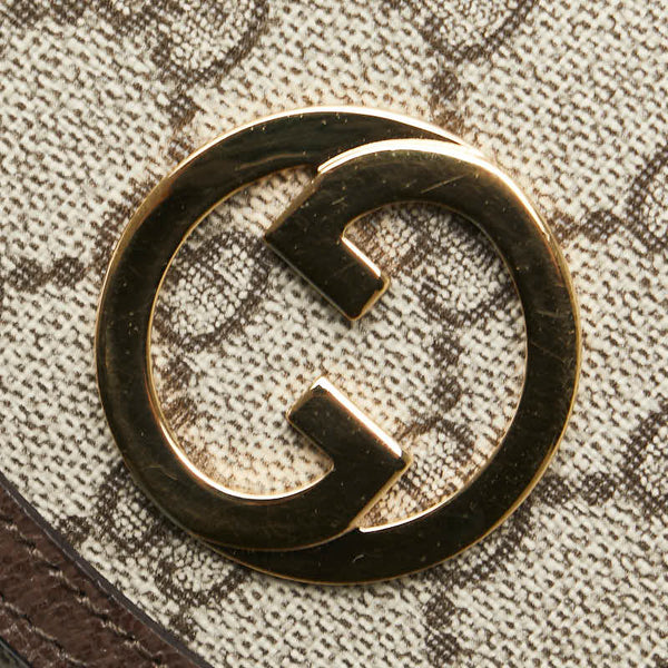 グッチ GGスプリーム ブロンディ ミディアム チェーンウォレット ショルダーバッグ 725219 ブラウン PVC レザー レディース GUCCI 【中古】