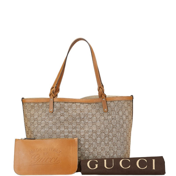 グッチ GGキャンバス ショルダーバッグ トートバッグ 247209 ベージュ ブラウン キャンバス レザー レディース GUCCI 【中古】