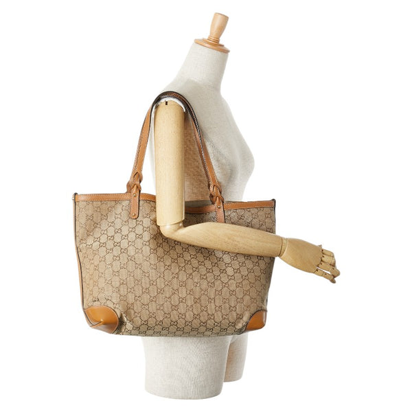 グッチ GGキャンバス ショルダーバッグ トートバッグ 247209 ベージュ ブラウン キャンバス レザー レディース GUCCI 【中古】