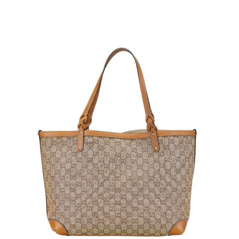 グッチ GGキャンバス ショルダーバッグ トートバッグ 247209 ベージュ ブラウン キャンバス レザー レディース GUCCI 【中古】