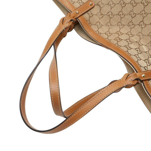 グッチ GGキャンバス ショルダーバッグ トートバッグ 247209 ベージュ ブラウン キャンバス レザー レディース GUCCI 【中古】
