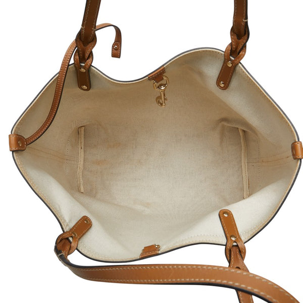 グッチ GGキャンバス ショルダーバッグ トートバッグ 247209 ベージュ ブラウン キャンバス レザー レディース GUCCI 【中古】