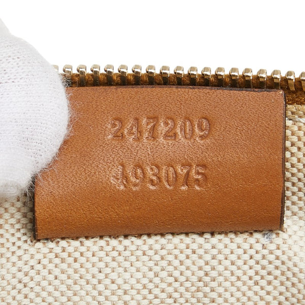 グッチ GGキャンバス ショルダーバッグ トートバッグ 247209 ベージュ ブラウン キャンバス レザー レディース GUCCI 【中古】
