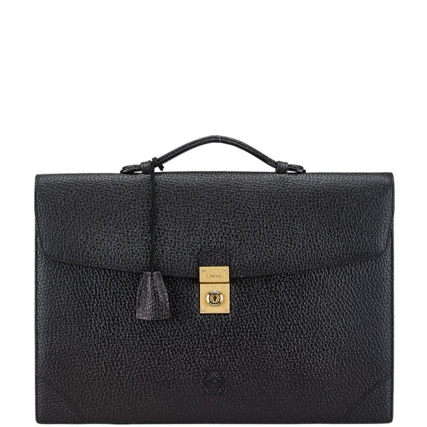 ロエベ アナグラム ブリーフケース ブラック レザー レディース LOEWE 【中古】