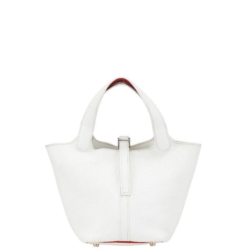 エルメス ピコタンPM ハンドバッグ ホワイト レッド トゴ レディース HERMES 【中古】