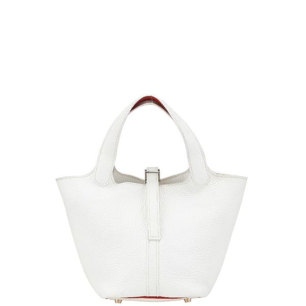 エルメス ピコタンPM ハンドバッグ ホワイト レッド トゴ レディース HERMES 【中古】