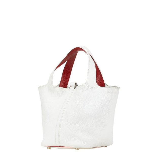 エルメス ピコタンPM ハンドバッグ ホワイト レッド トゴ レディース HERMES 【中古】