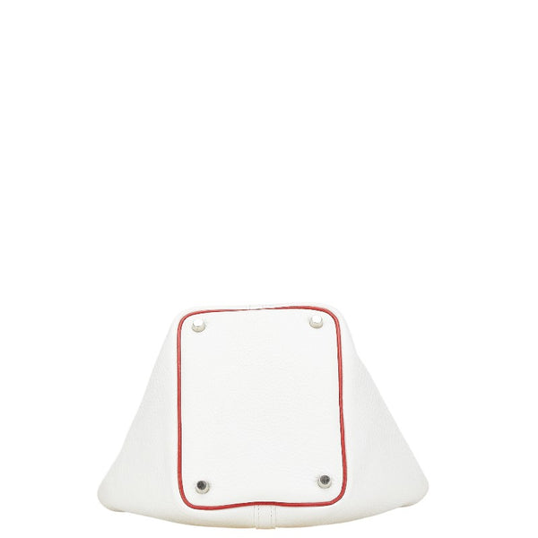 エルメス ピコタンPM ハンドバッグ ホワイト レッド トゴ レディース HERMES 【中古】