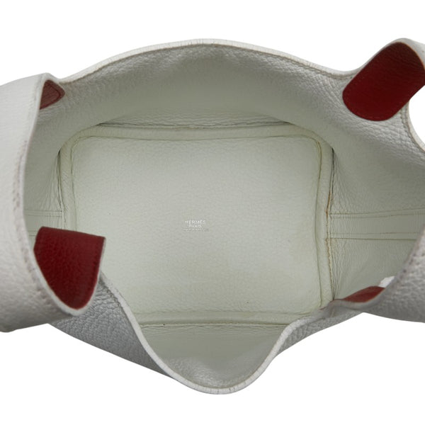 エルメス ピコタンPM ハンドバッグ ホワイト レッド トゴ レディース HERMES 【中古】