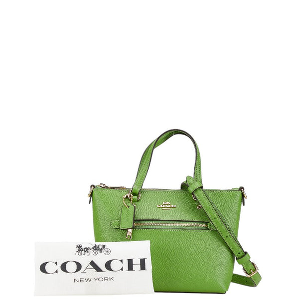 コーチ ロゴ ミニハンドバッグ ショルダーバッグ 2WAY CA844IMMA1 グリーン レザー レディース COACH 【中古】