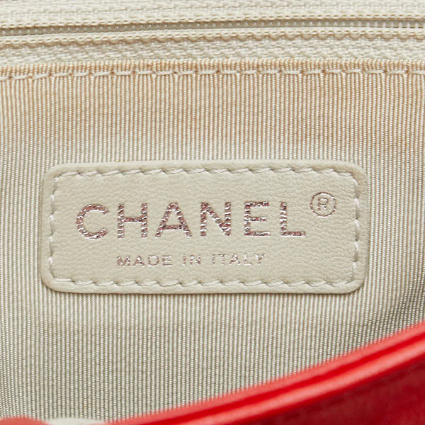 シャネル マトラッセ ココマーク チェーン ショルダーバッグ レッド シルバー レザー レディース CHANEL 【中古】