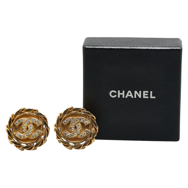 シャネル ヴィンテージ ココマーク ラインストーン イヤリング ゴールド メッキ レディース CHANEL 【中古】