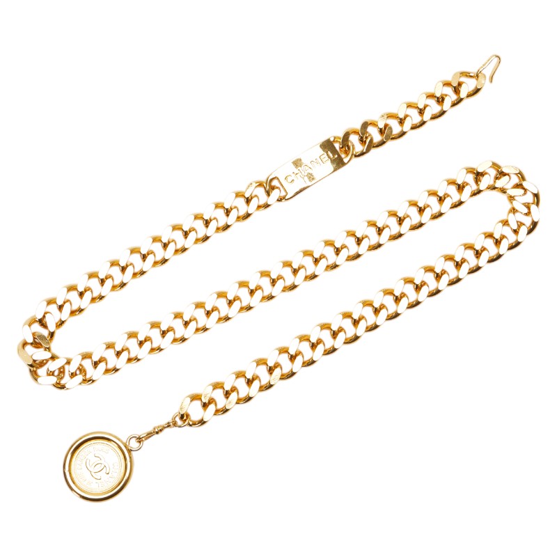 シャネル ココマーク 31 RUE CAMBON PARIS メダル モチーフ チェーン ベルト ゴールド メッキ レディース CHANEL 【中古】