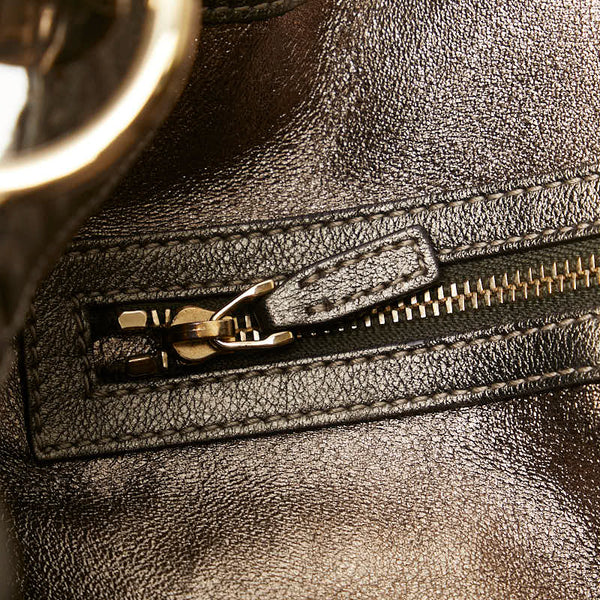 グッチ バンブー インディー リザード型押し ハンドバッグ ワンショルダーバッグ 177139 カーキ ゴールド レザー レディース GUCCI 【中古】