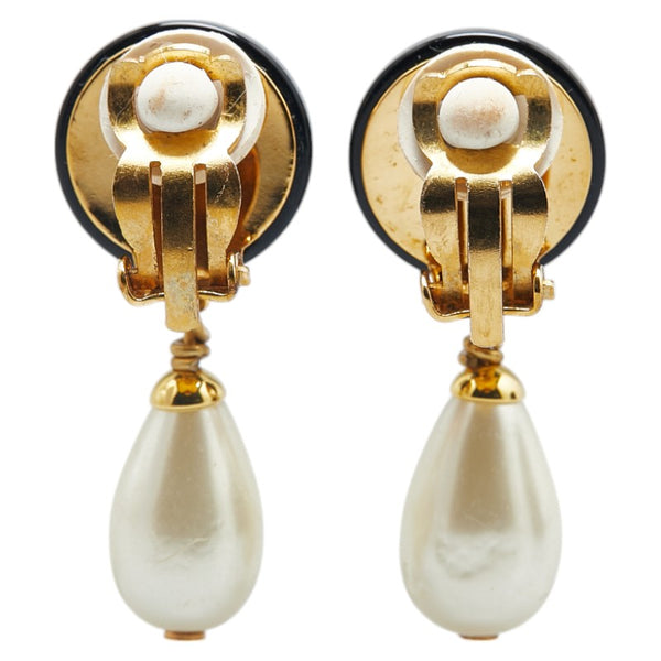 シャネル ココマーク パール イヤリング ゴールド ブラック メッキ レディース CHANEL 【中古】