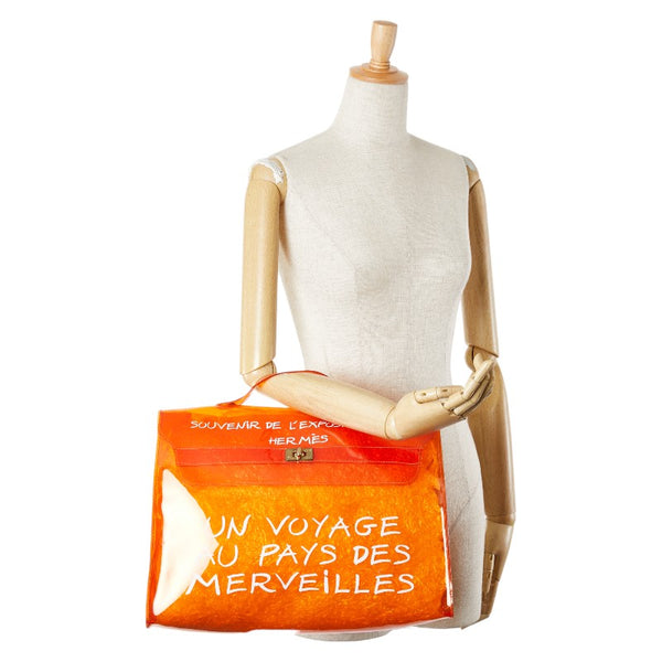エルメス ビニールケリー 「不思議の国、エルメスへの旅」 ハンドバッグ トートバッグ オレンジ ビニール レディース HERMES 【中古】