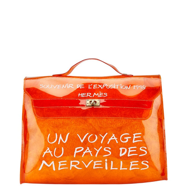 エルメス ビニールケリー 「不思議の国、エルメスへの旅」 ハンドバッグ トートバッグ オレンジ ビニール レディース HERMES 【中古】