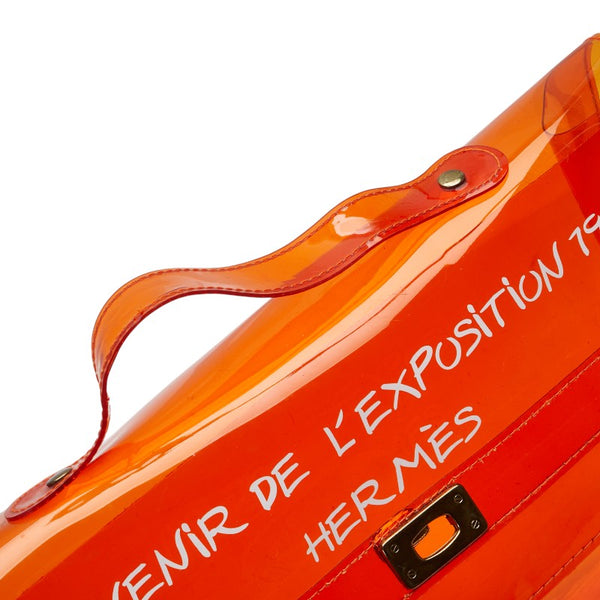 エルメス ビニールケリー 「不思議の国、エルメスへの旅」 ハンドバッグ トートバッグ オレンジ ビニール レディース HERMES 【中古】